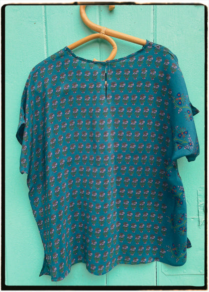 Viola Silk Crepe T-Shirt ~ Riviera XL