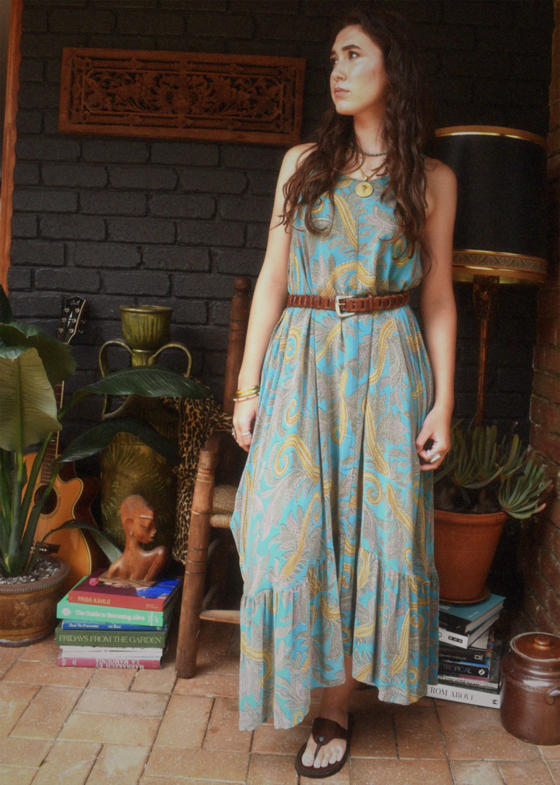 Eustoma Silk Crepe Swing Maxi Dress ~ Danube XL