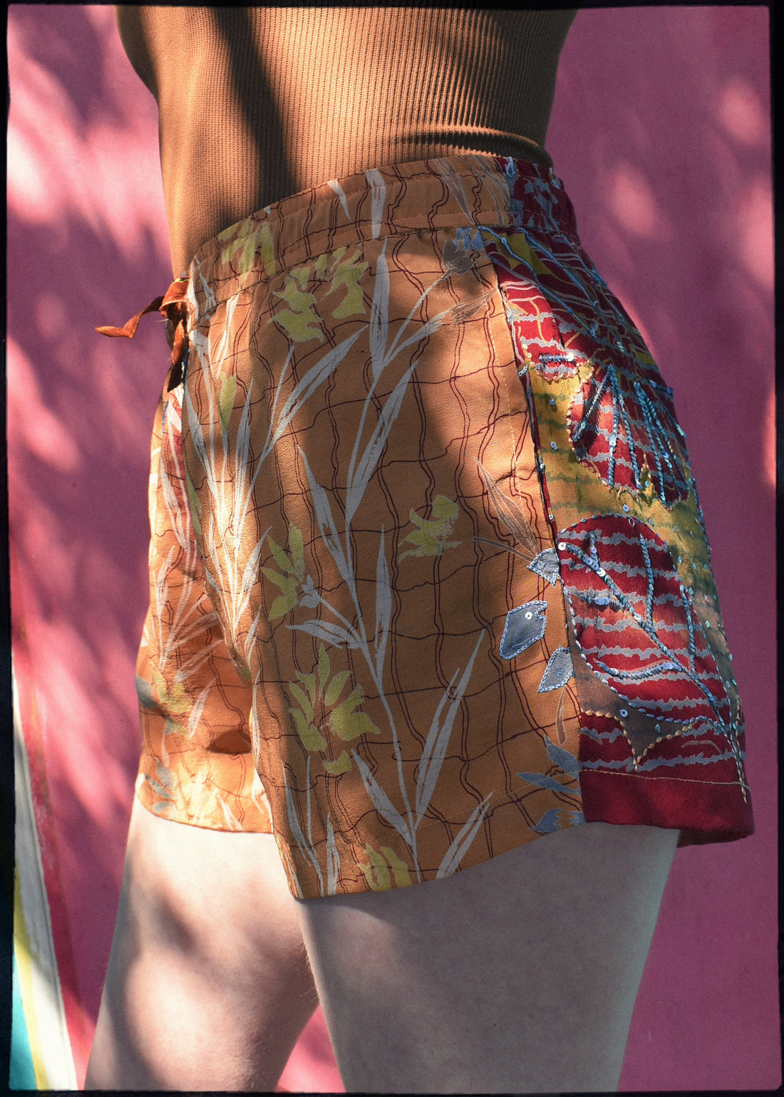 Fumaria Silk Shorts ~ Crimson S