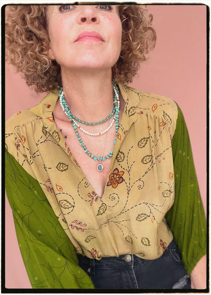 Ochna Silk Crepe Shirt ~ Irish Moss XS &amp; M