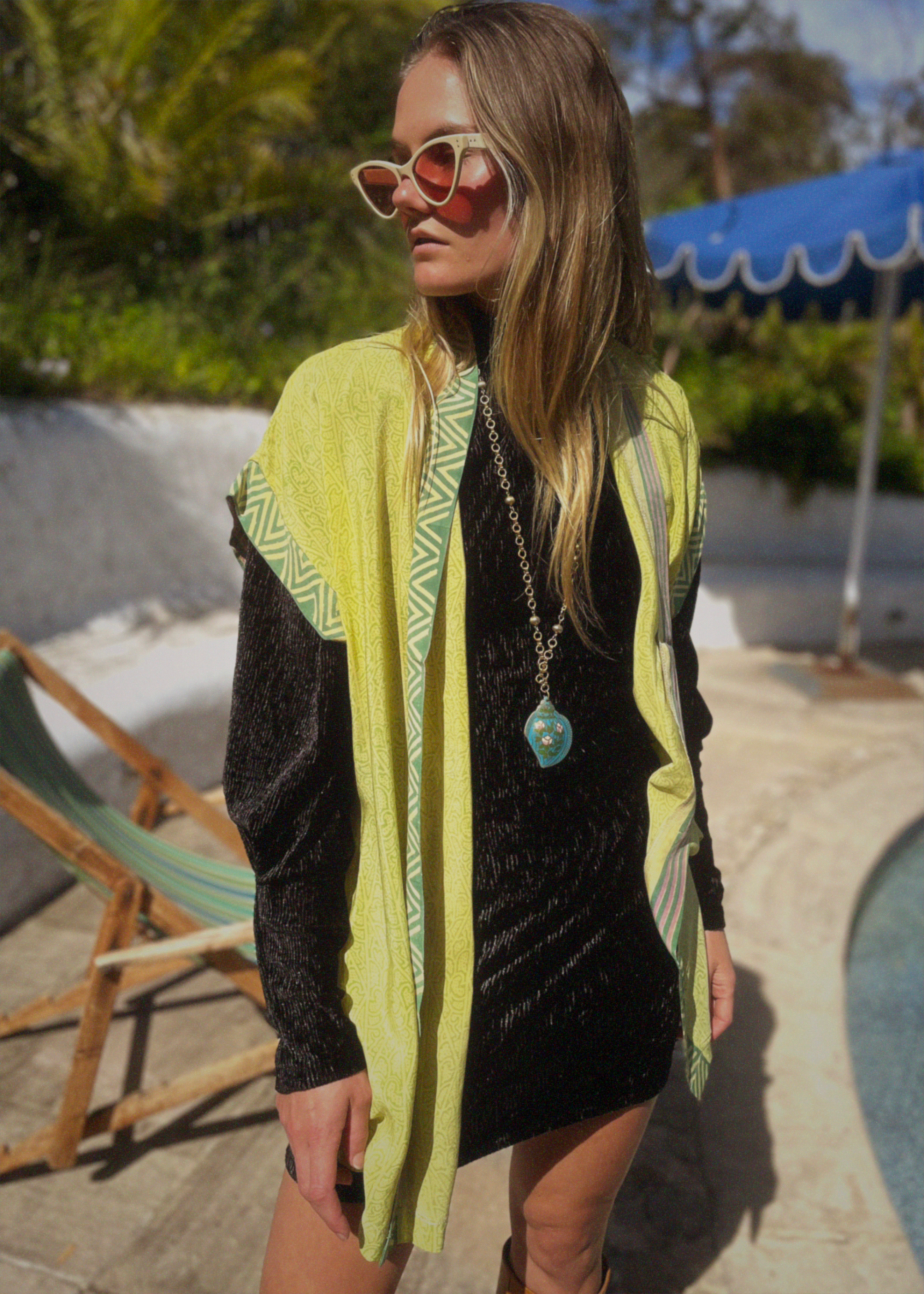 Pilea Silk Crepe Wrap Kimono Top ~ Endive L/XL