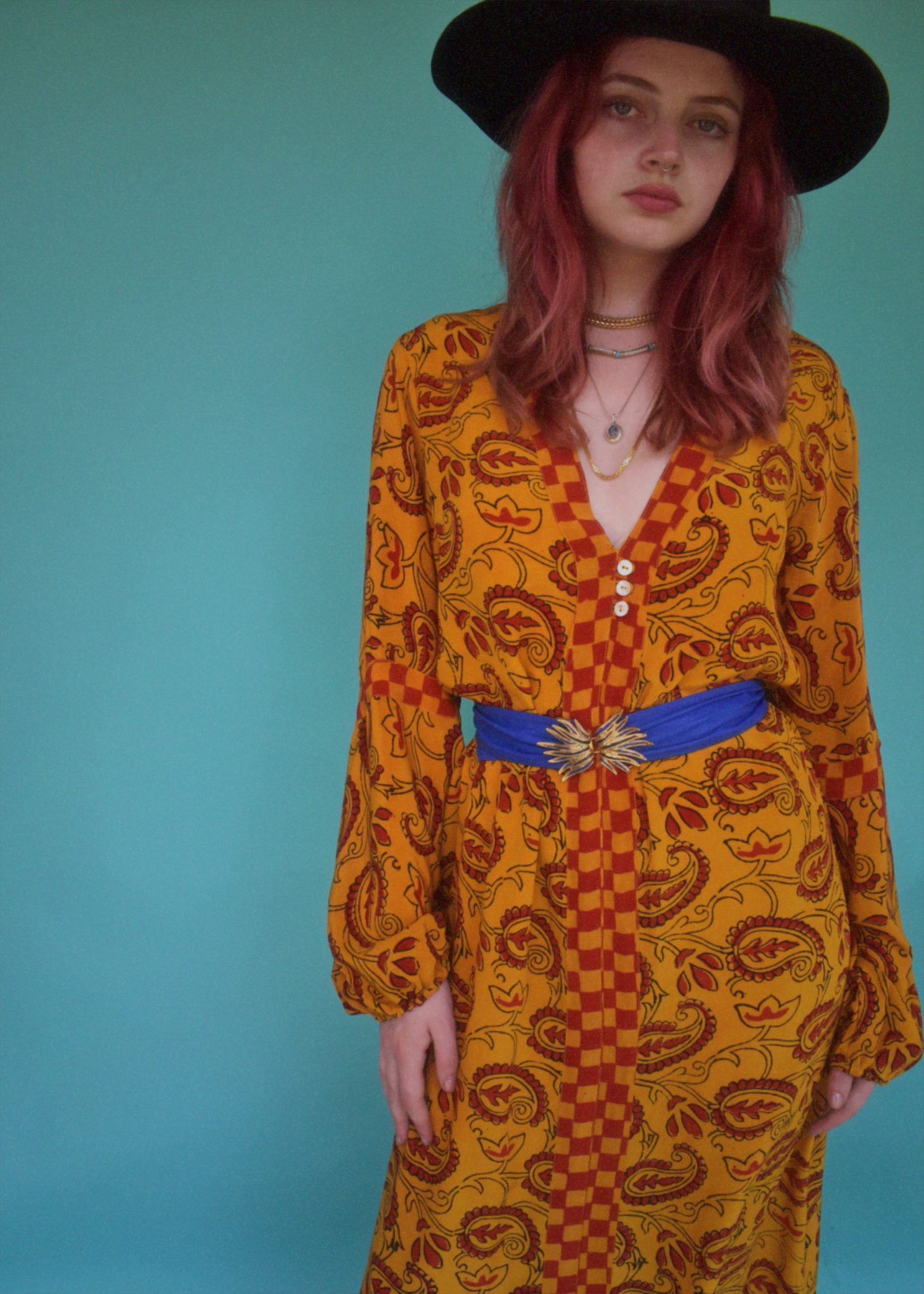 Zea Silk Crepe Kaftan Maxi Dress ~  Fusion XS