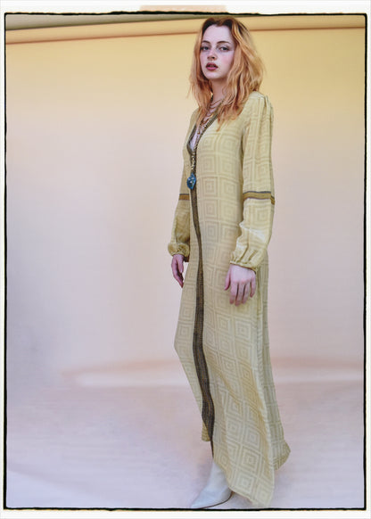 Zea Silk Crepe Kaftan Maxi Dress ~  Cleopatra XS