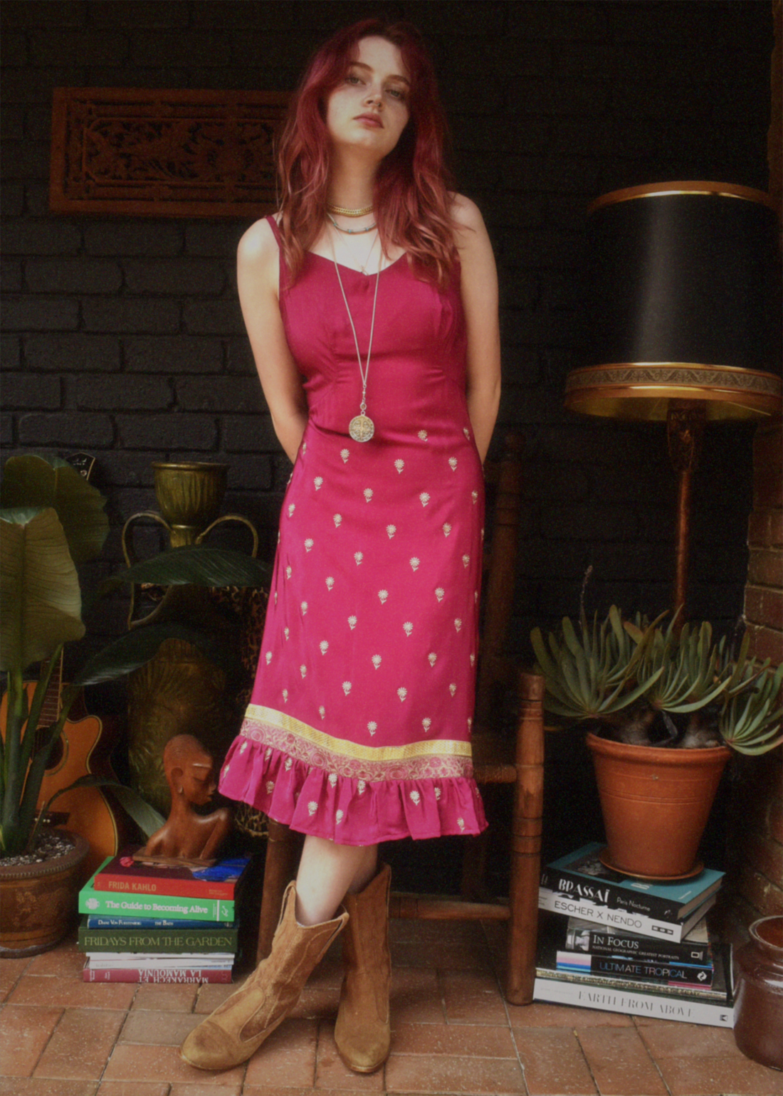 Rumex Silk Slip Dress ~ Claret S