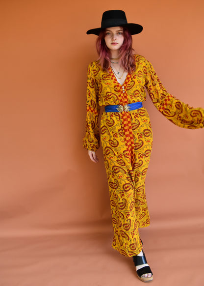 Zea Silk Crepe Kaftan Maxi Dress ~  Fusion XS