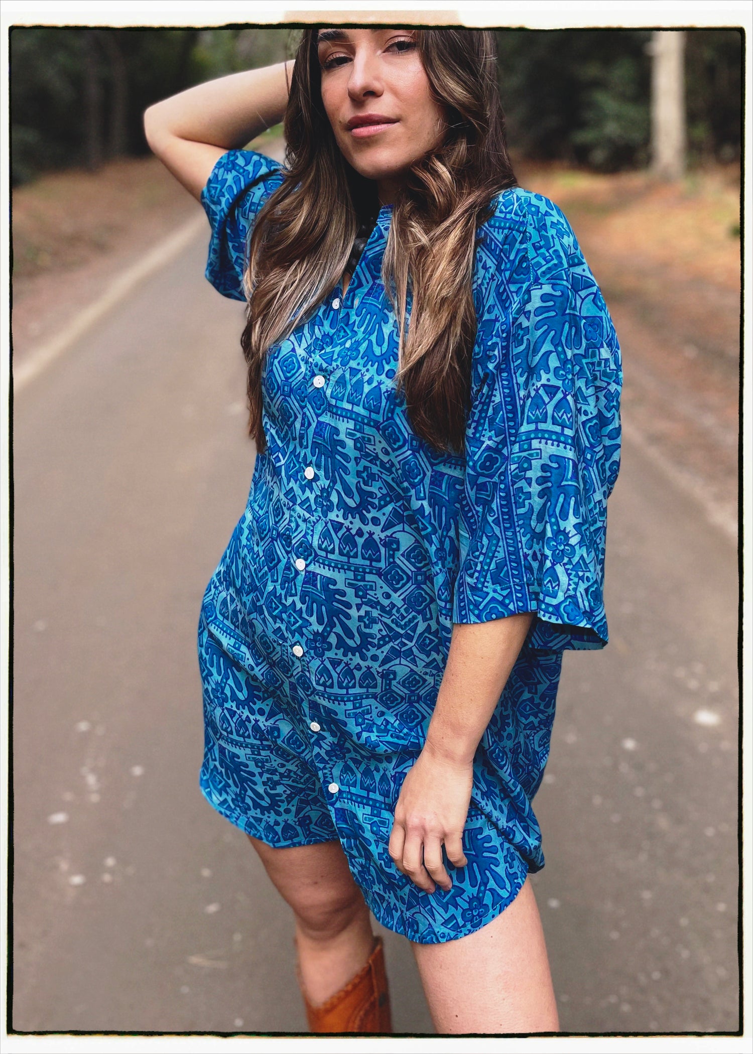 Astralagus Silk Crepe Oversized Shirt ~ Turkish Tile
