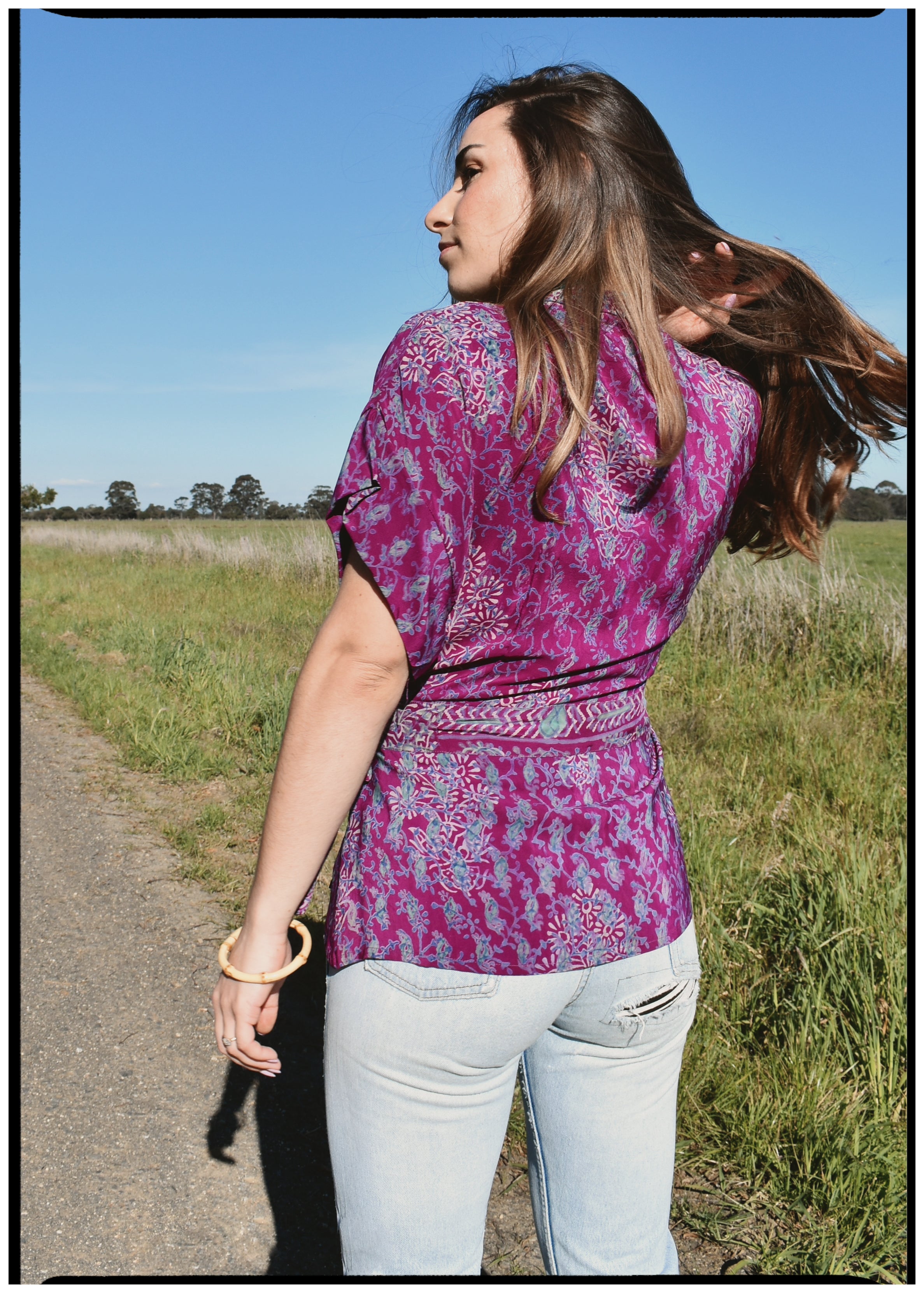 Bassia Silk Crepe Cross Tie Front Blouse ~ Serice M