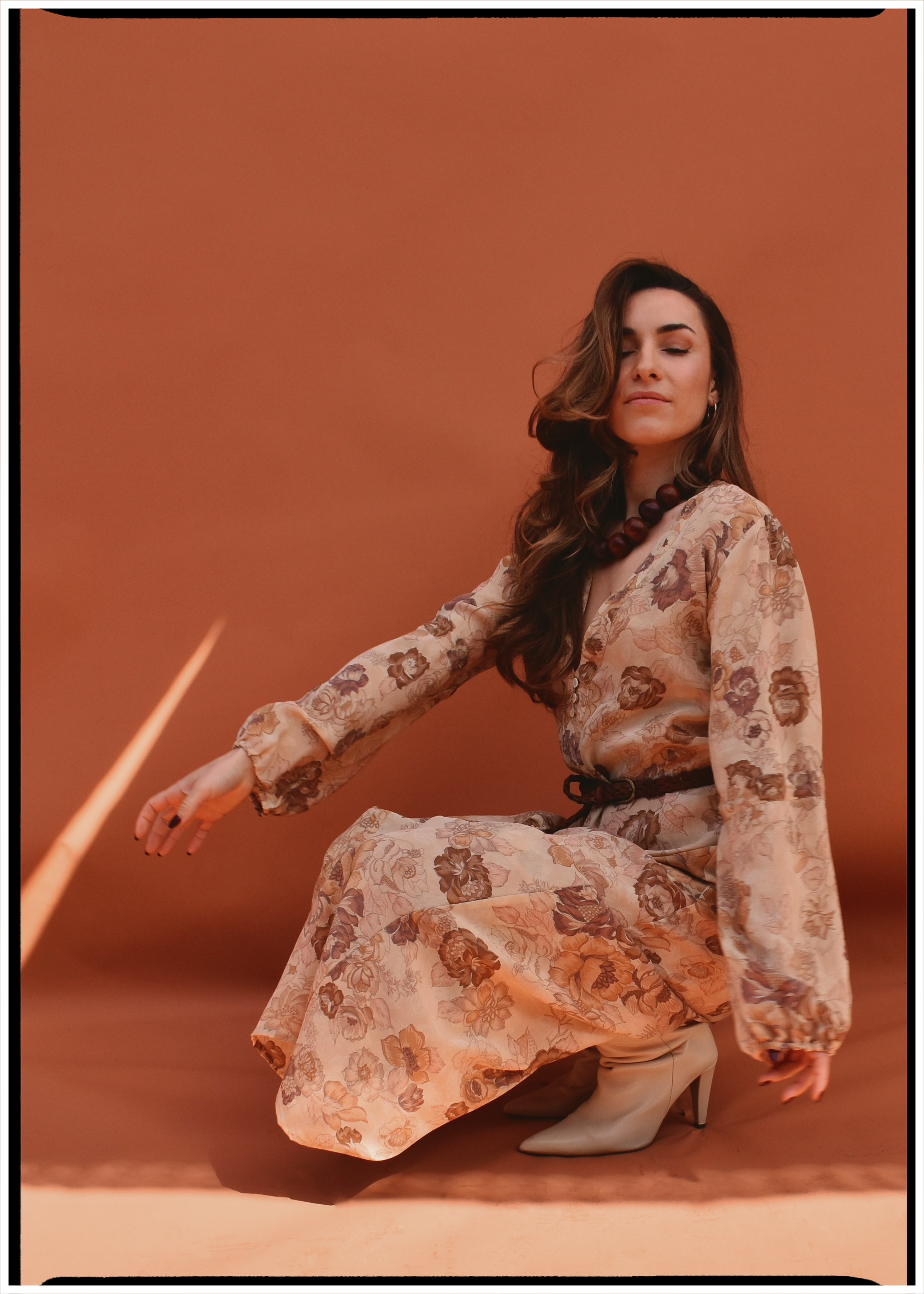 Zea Silk Crepe Kaftan Maxi Dress ~  Flora XS