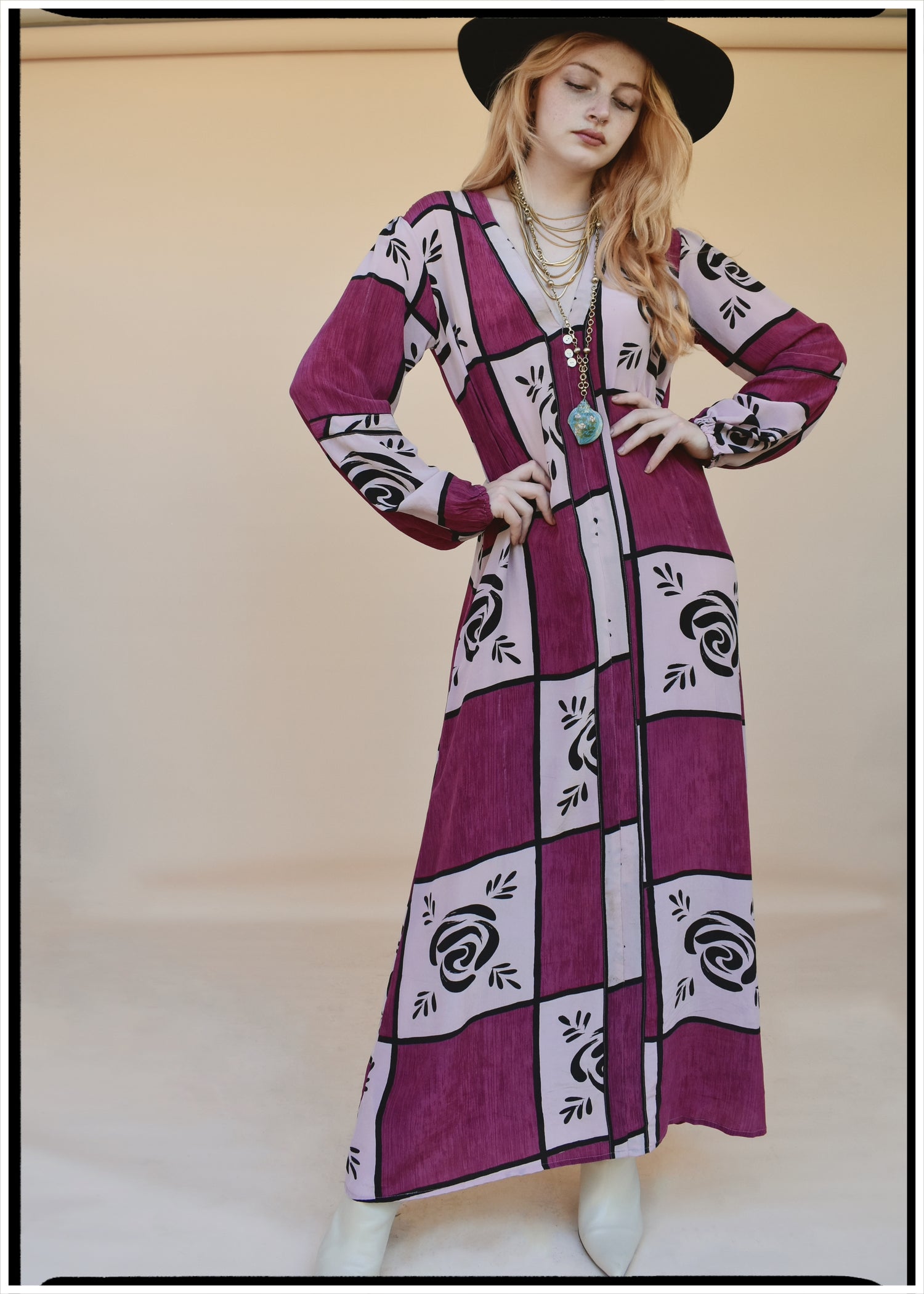 Zea Silk Crepe Kaftan Maxi Dress ~  Rapture XS