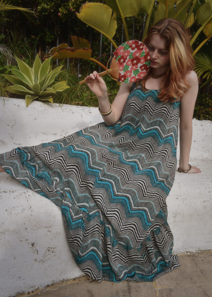 Eustoma Silk Crepe Swing Maxi Dress ~  Dusk S