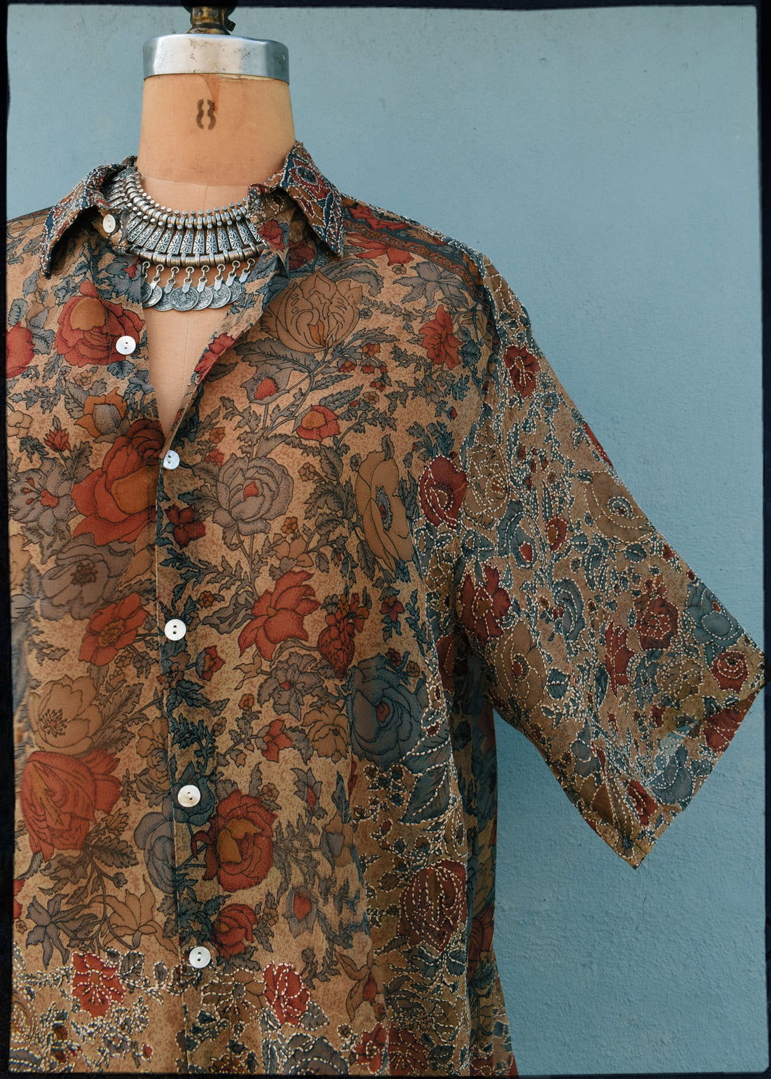 Astralagus Silk Crepe Oversized Shirt ~ Carnelian