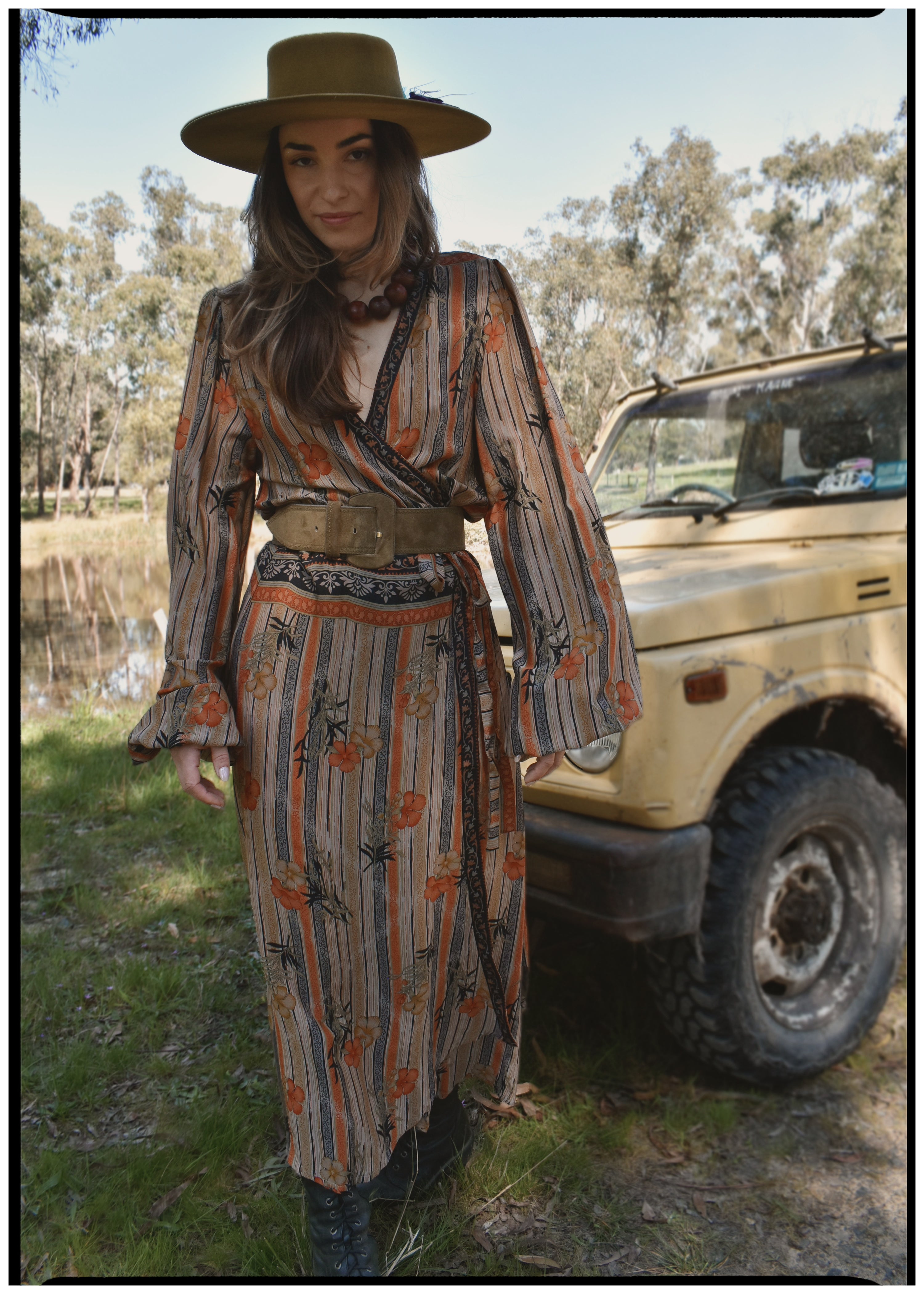 Caladium Wrap Silk Dress ~ Morel L