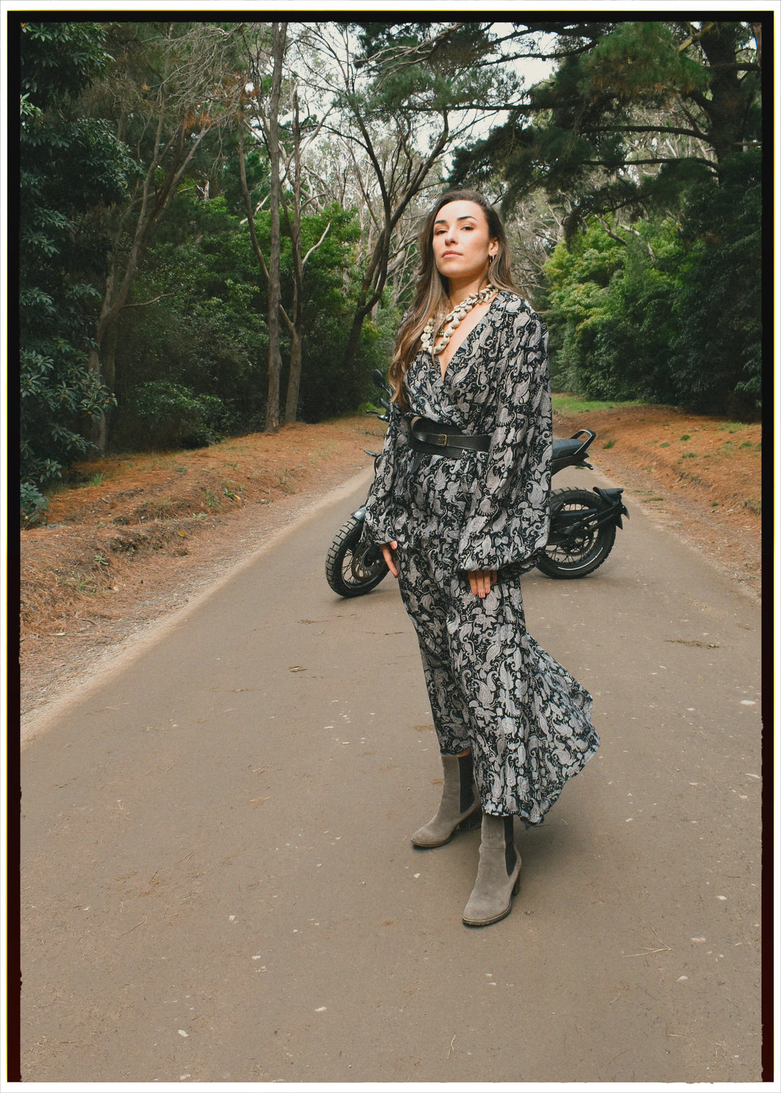Caladium Wrap Silk Dress ~ Carbon XL