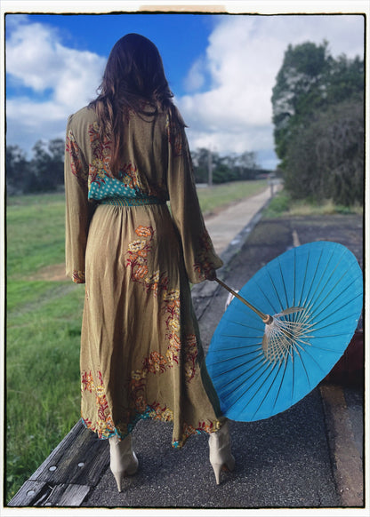 Caladium Wrap Silk Dress ~ Bluejay M