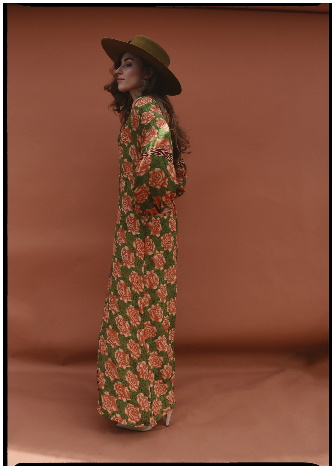 Zea Silk Crepe Kaftan Maxi Dress ~  Blossom M