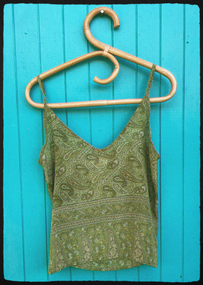 Reseda Silk Crepe Camisole Top ~ Macaw XS