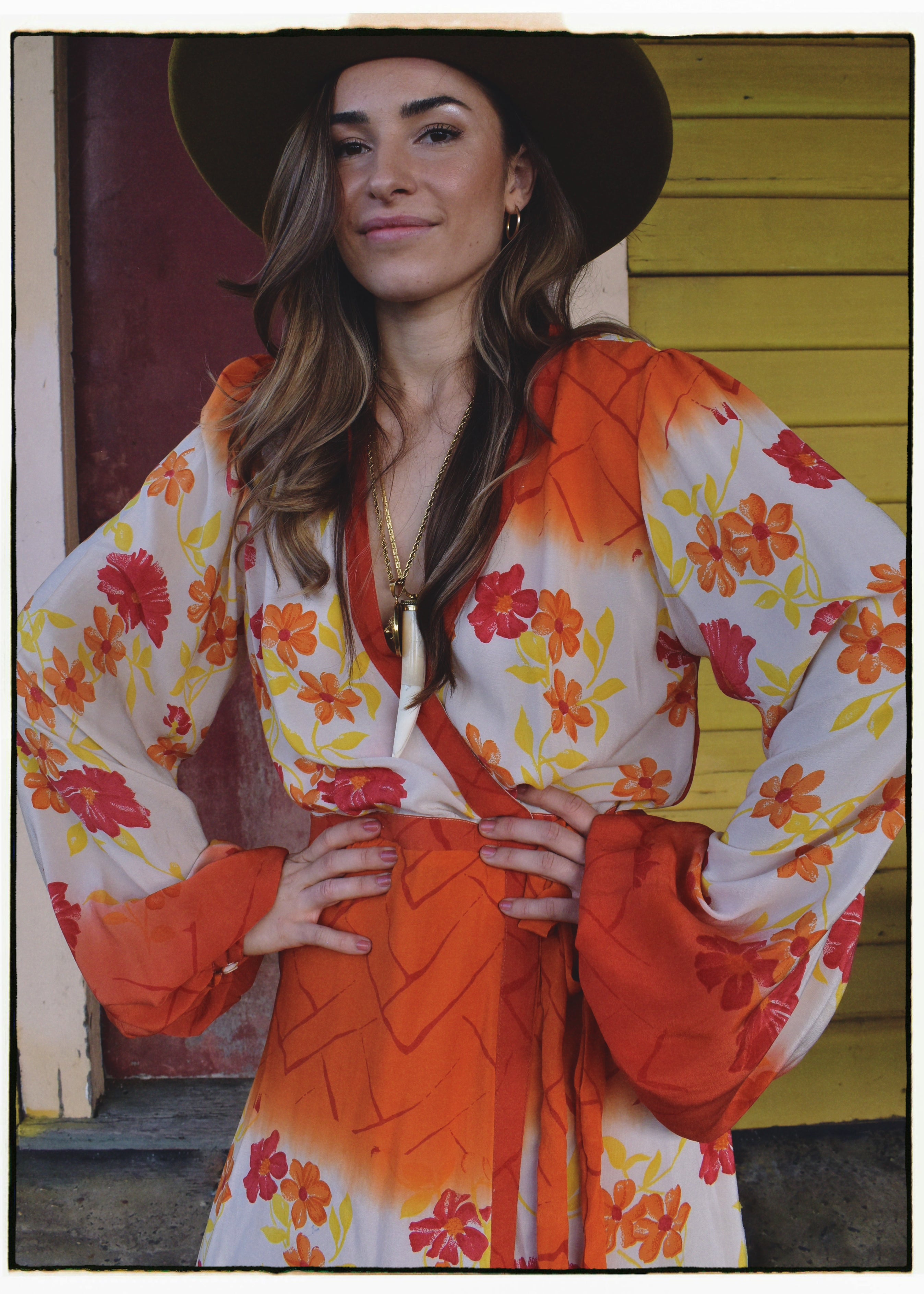 Caladium Wrap Silk Dress ~ Cardinal M