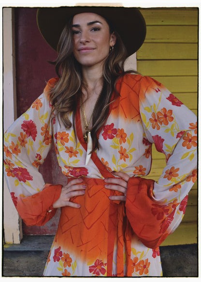 Caladium Wrap Silk Dress ~ Cardinal M
