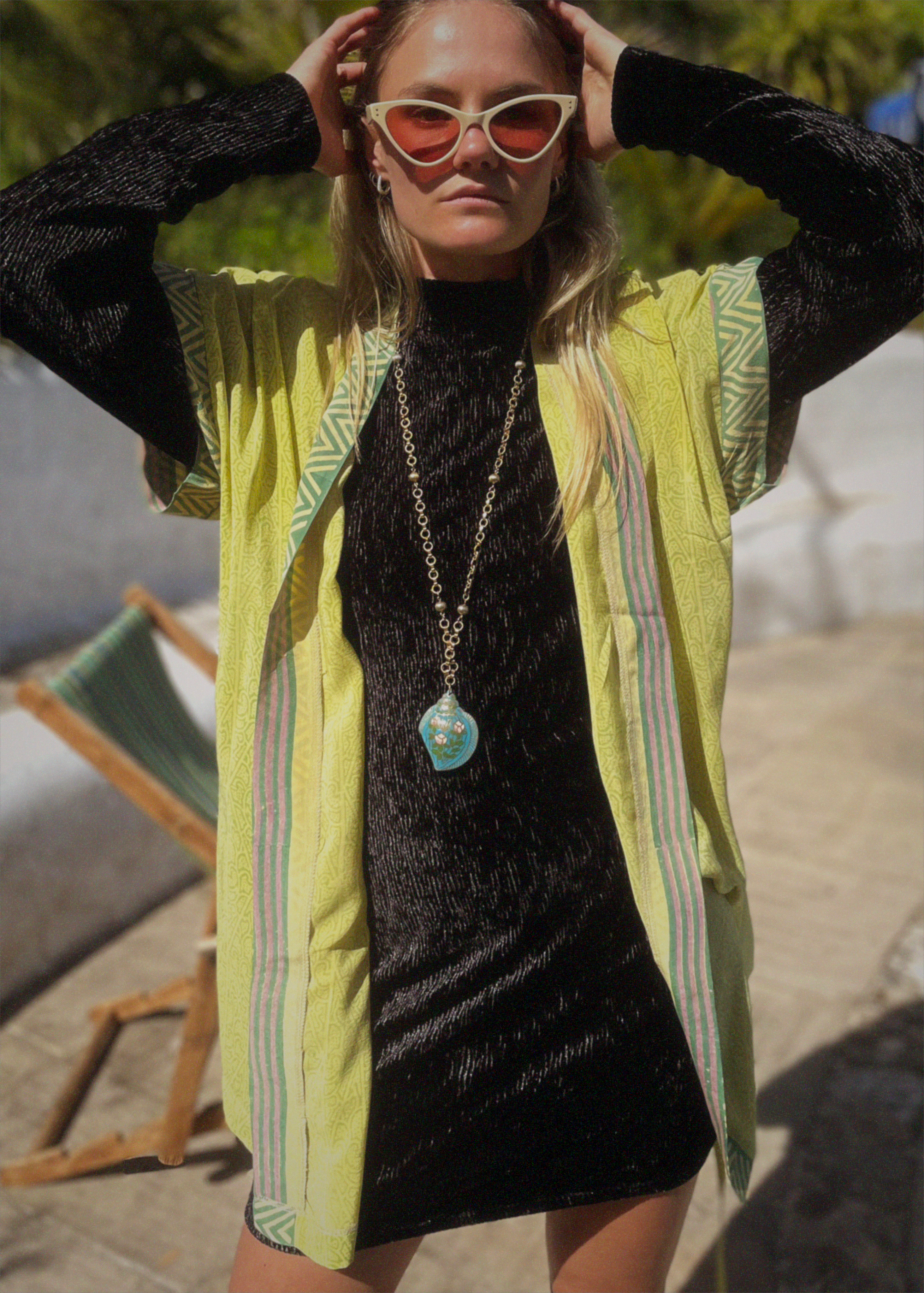 Pilea Silk Crepe Wrap Kimono Top ~ Endive L/XL