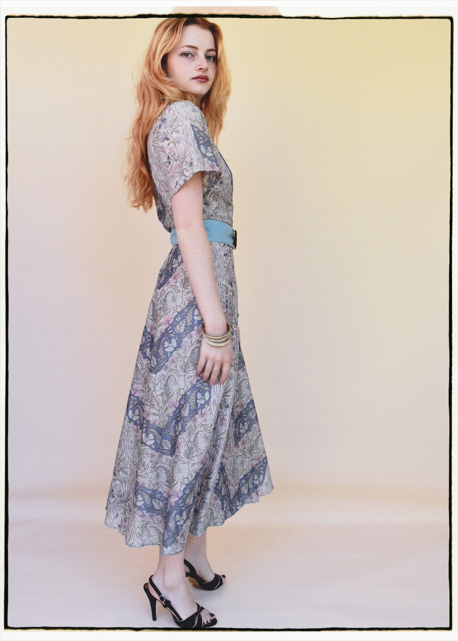 Liatris Silk Crepe Flutter Sleeve Wrap Dress ~ Aura XS