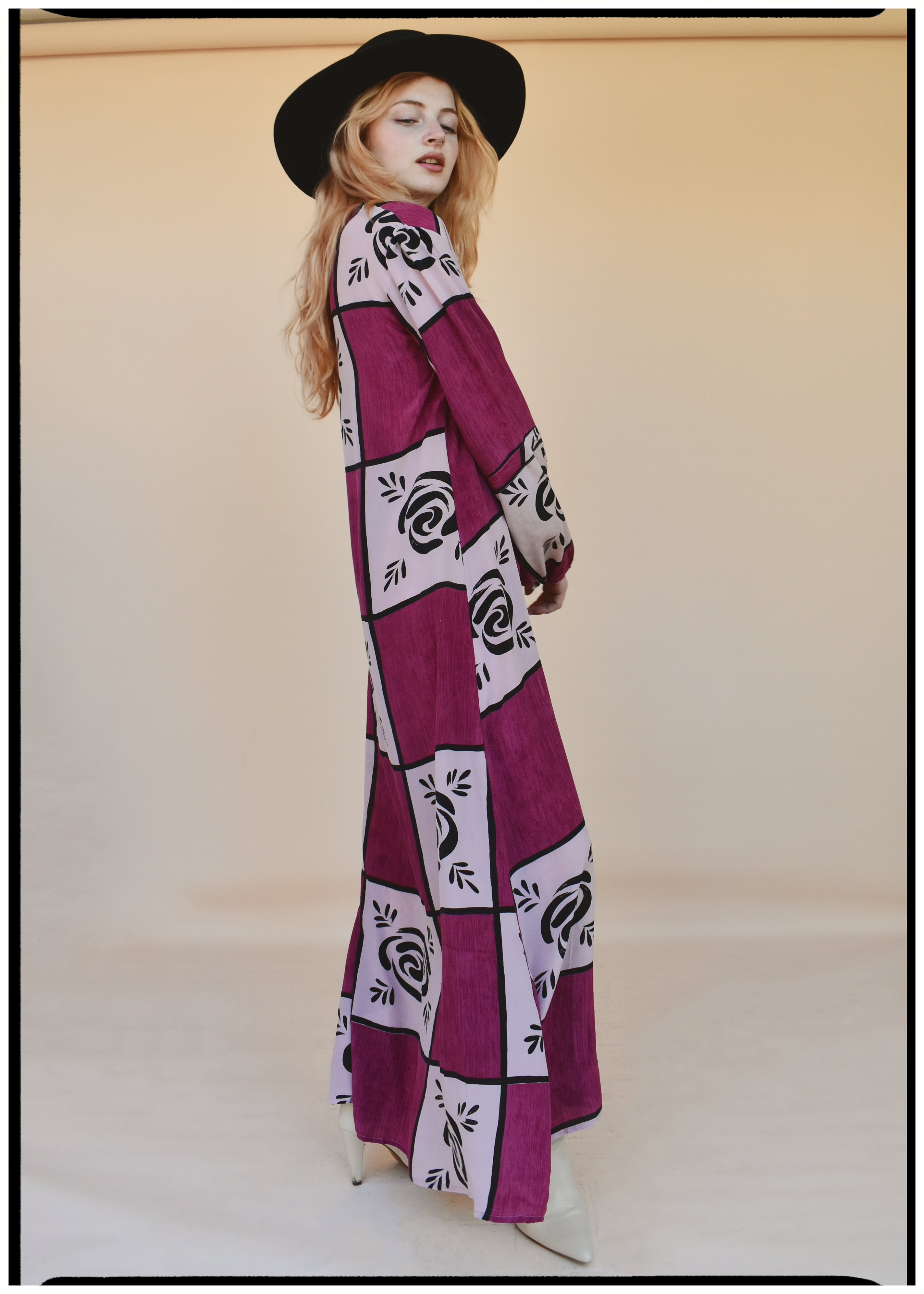 Zea Silk Crepe Kaftan Maxi Dress ~  Rapture XS