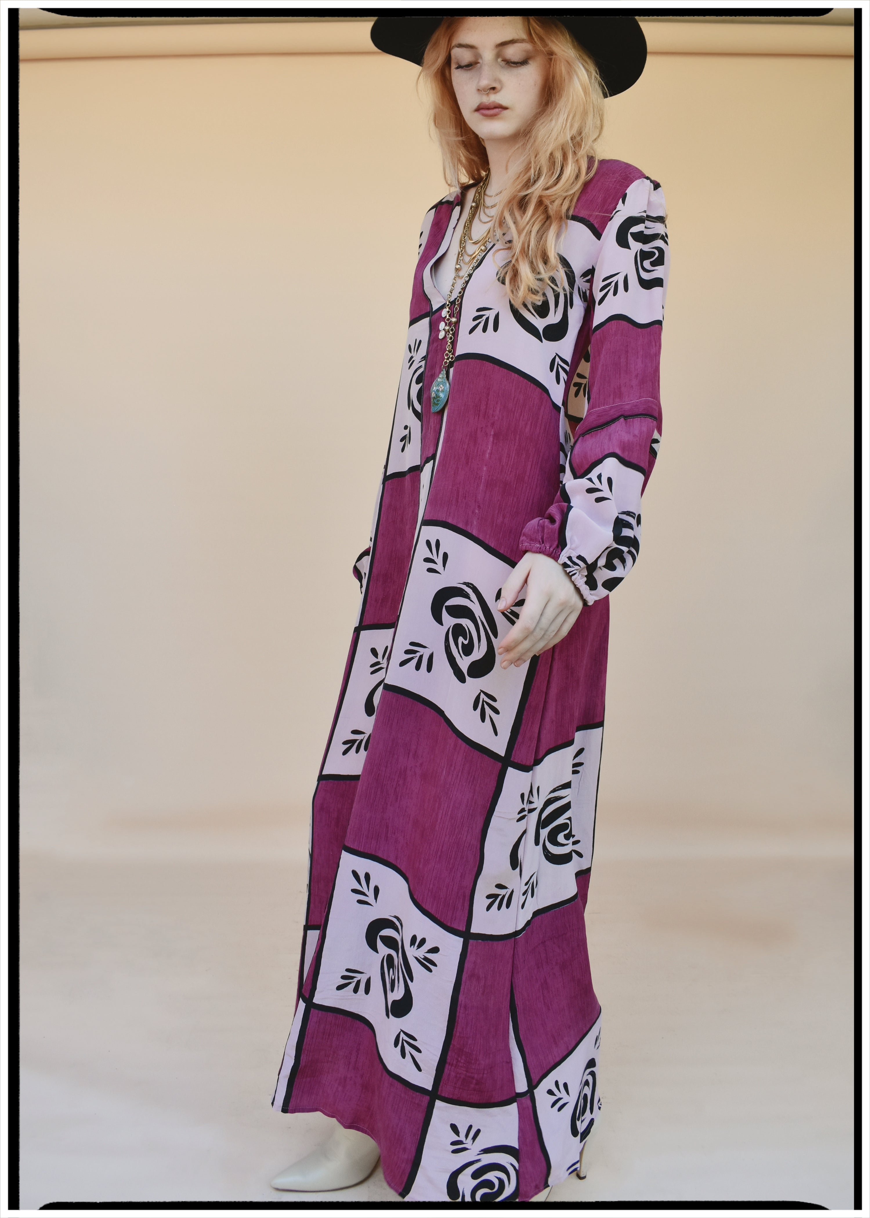 Zea Silk Crepe Kaftan Maxi Dress ~  Rapture XS