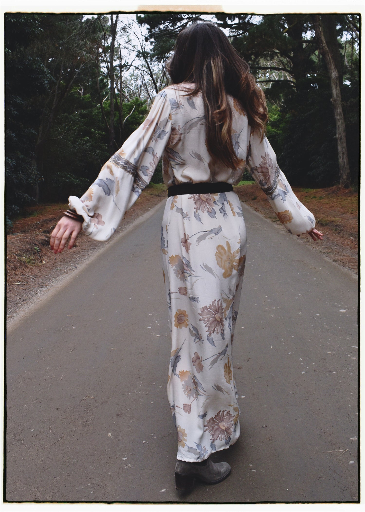 Zea Silk Crepe Kaftan Maxi Dress ~  Angel M