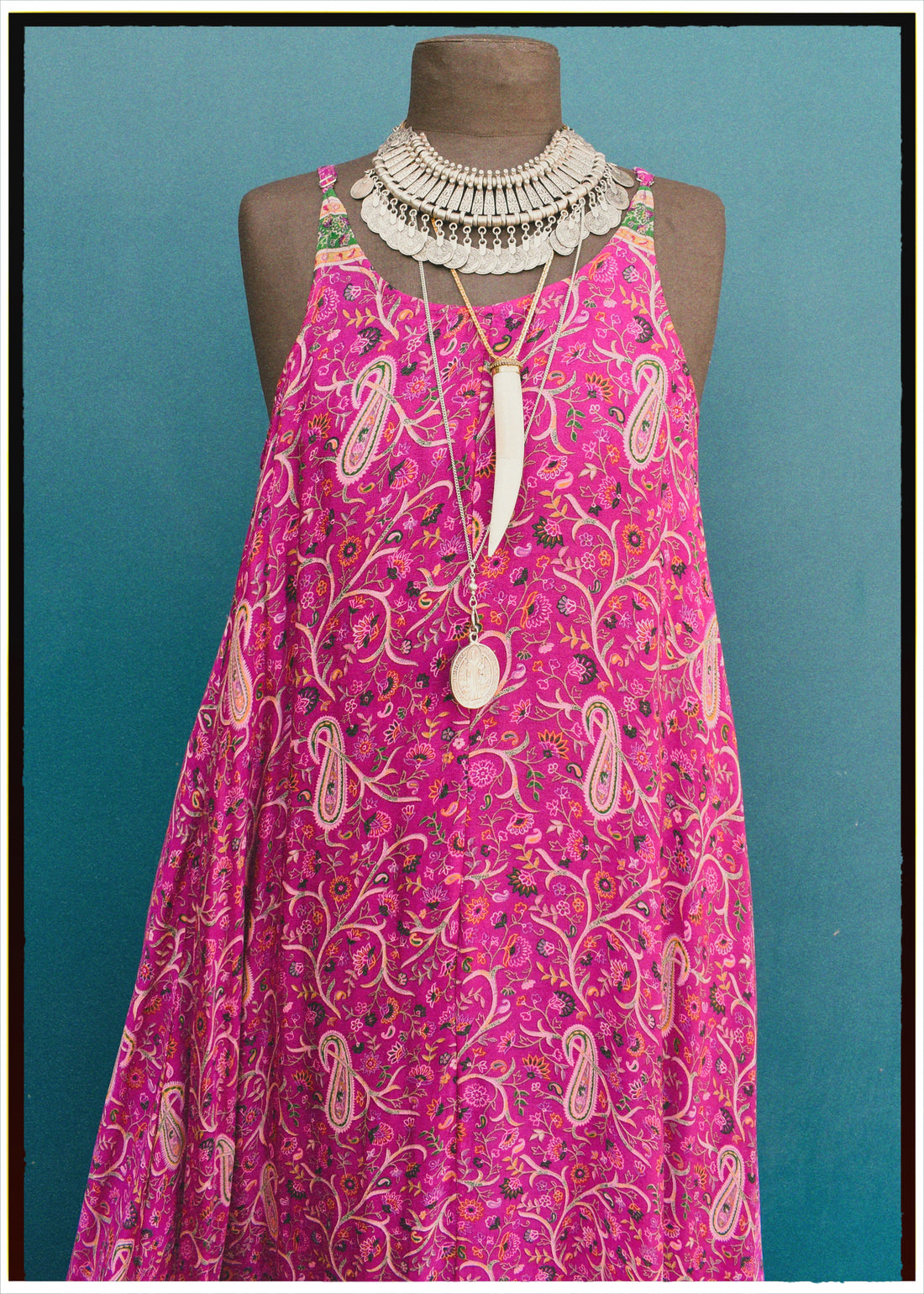 Eustoma Silk Crepe Swing Maxi Dress ~ Serica XL