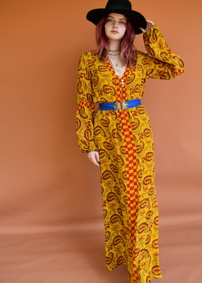 Zea Silk Crepe Kaftan Maxi Dress ~  Fusion XS
