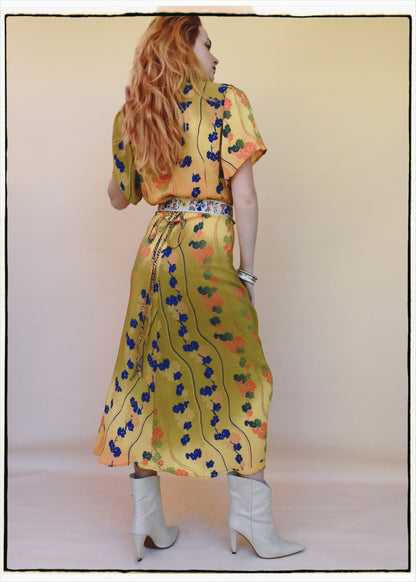 Liatris Silk Crepe Flutter Sleeve Wrap Dress ~ Ceylon L