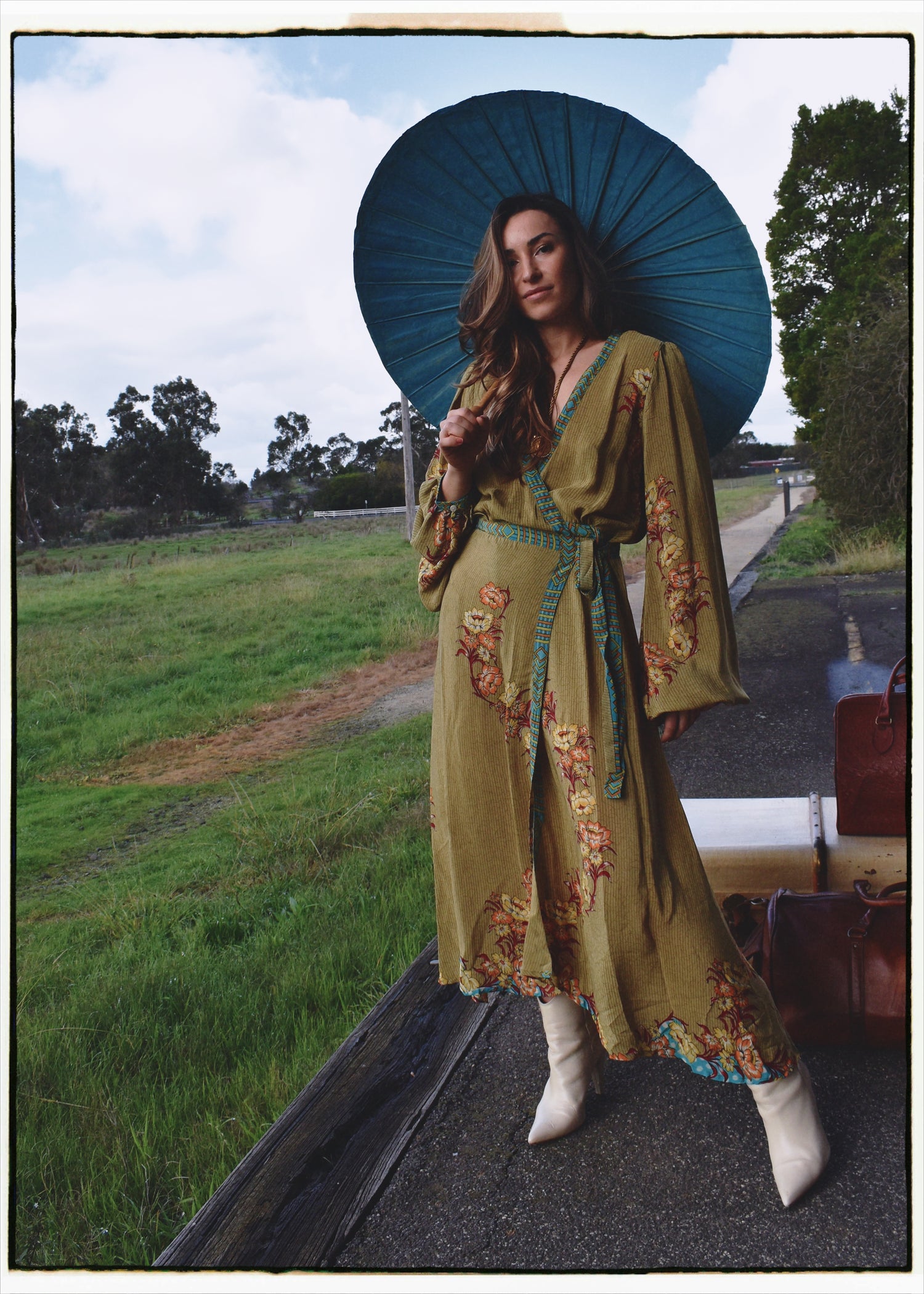 Caladium Wrap Silk Dress ~ Bluejay M