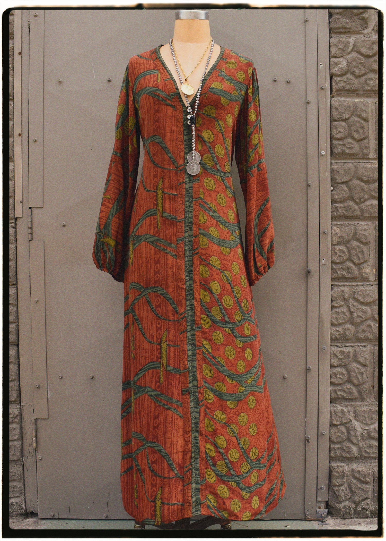 Zea Silk Crepe Kaftan Maxi Dress ~  Cayenne S