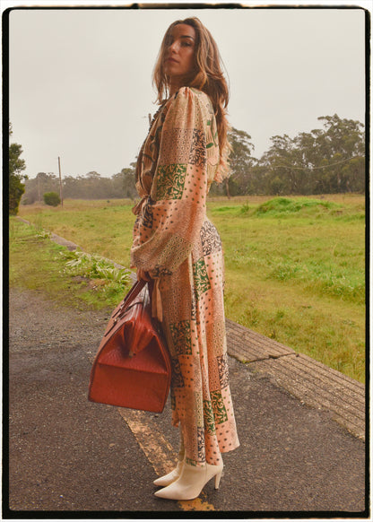Caladium Wrap Silk Dress ~ Iris L