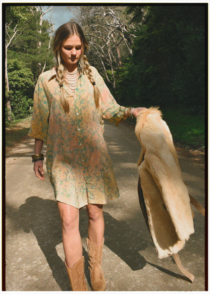 Astralagus Silk Crepe Oversized Shirt ~ Celandine