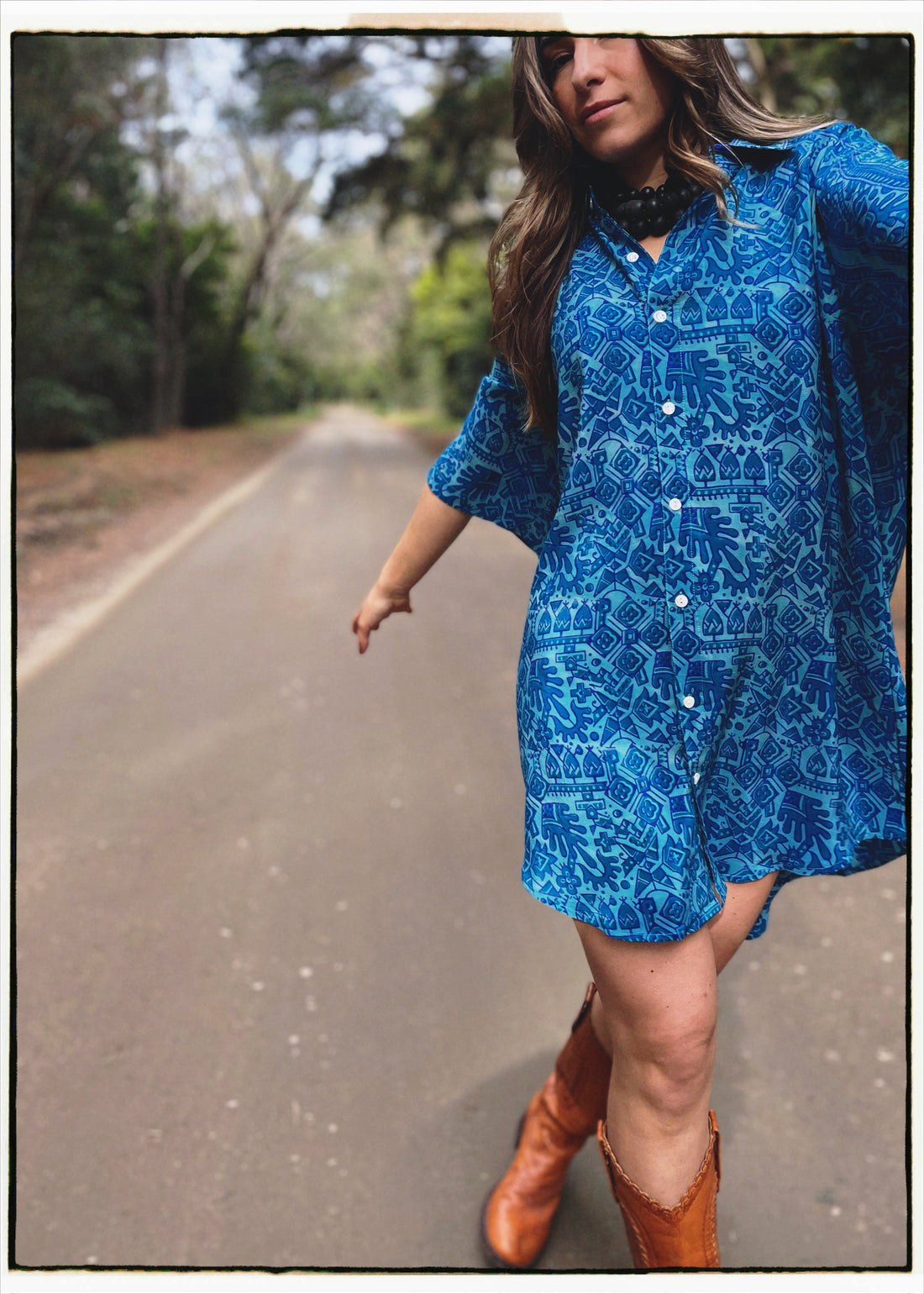 Astralagus Silk Crepe Oversized Shirt ~ Turkish Tile