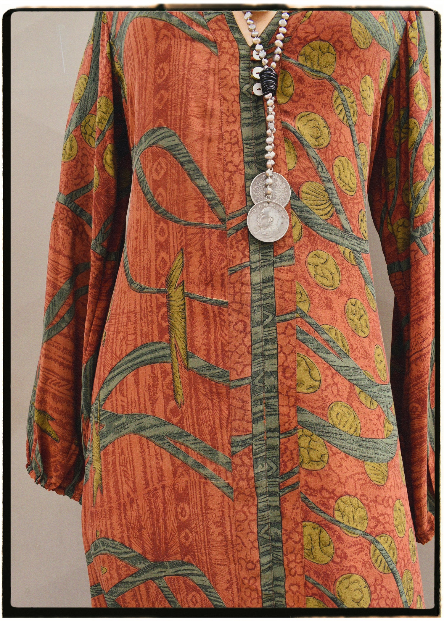 Zea Silk Crepe Kaftan Maxi Dress ~  Cayenne S