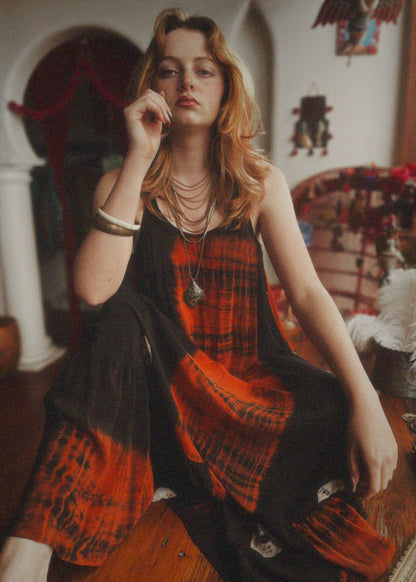 Eustoma Silk Crepe Swing Maxi Dress ~ Celosia M