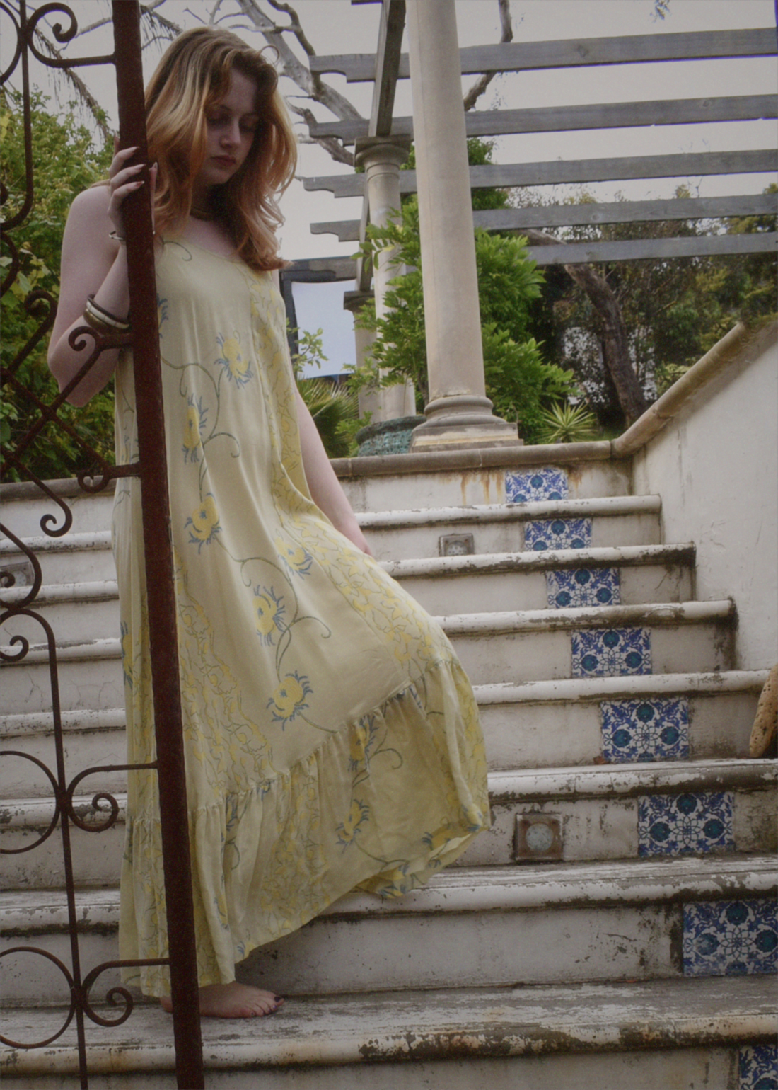 Eustoma Silk Crepe Swing Maxi Dress ~ Papyrus M