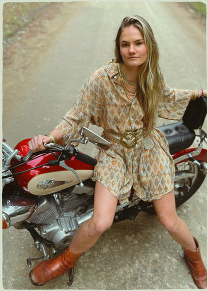 Astralagus Silk Crepe Oversized Shirt ~ Honeycomb