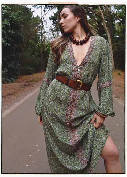 Zea Silk Crepe Kaftan Maxi Dress ~  Liberty M