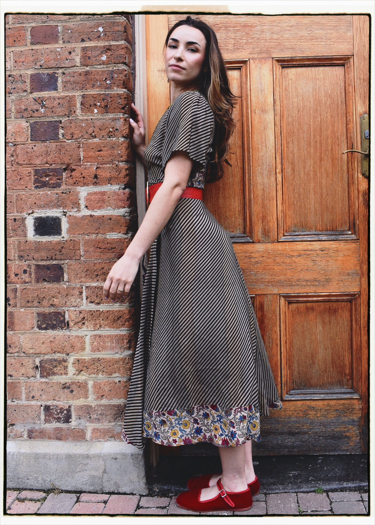 Liatris Silk Crepe Flutter Sleeve Wrap Dress ~ Licorice XS