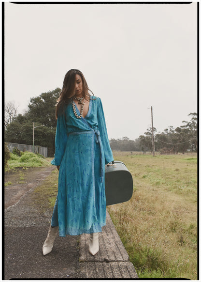 Caladium Silk Wrap Dress ~  Celestial S