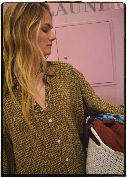 Astralagus Silk Crepe Oversized Shirt ~ Emperador