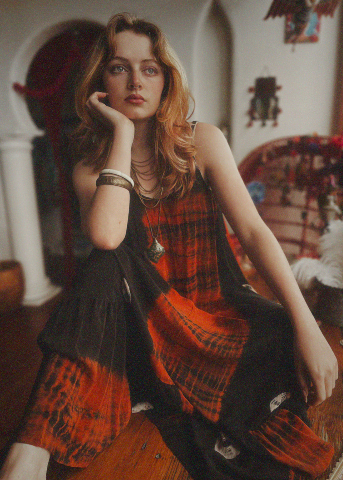 Eustoma Silk Crepe Swing Maxi Dress ~ Celosia M