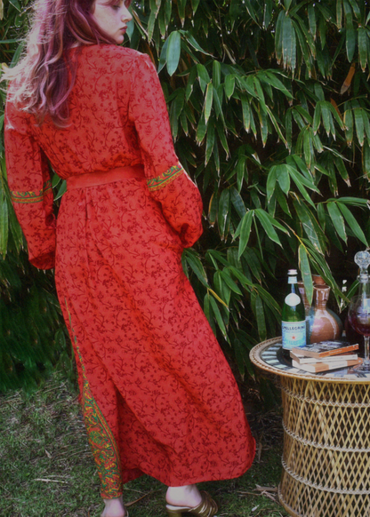 Zea Silk Crepe Kaftan Maxi Dress ~  Ibis S, M &amp; XL