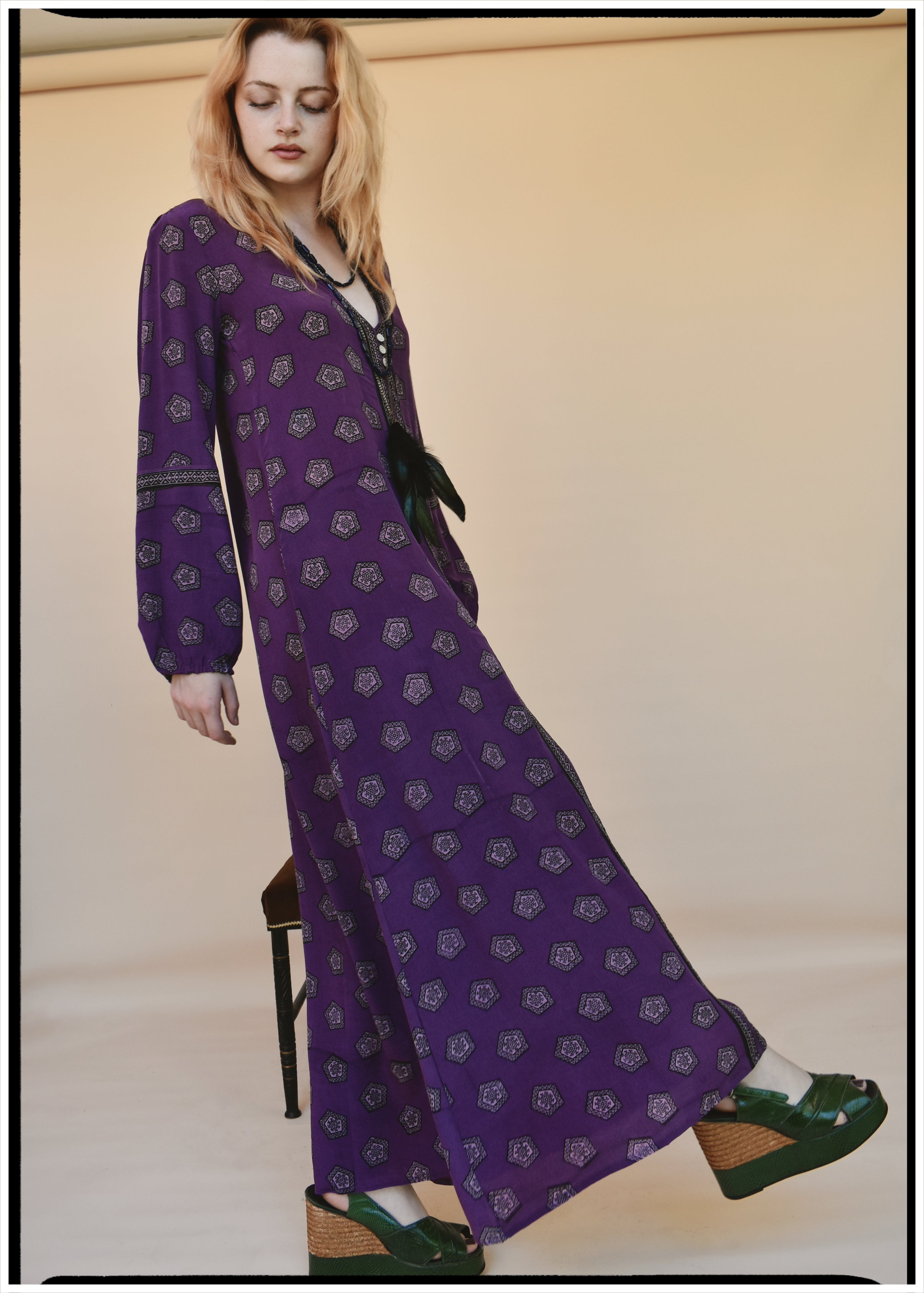 Zea Silk Crepe Kaftan Maxi Dress ~  Claret XS