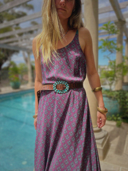 Eustoma Silk Crepe Swing Maxi Dress ~ Tulipwood XS