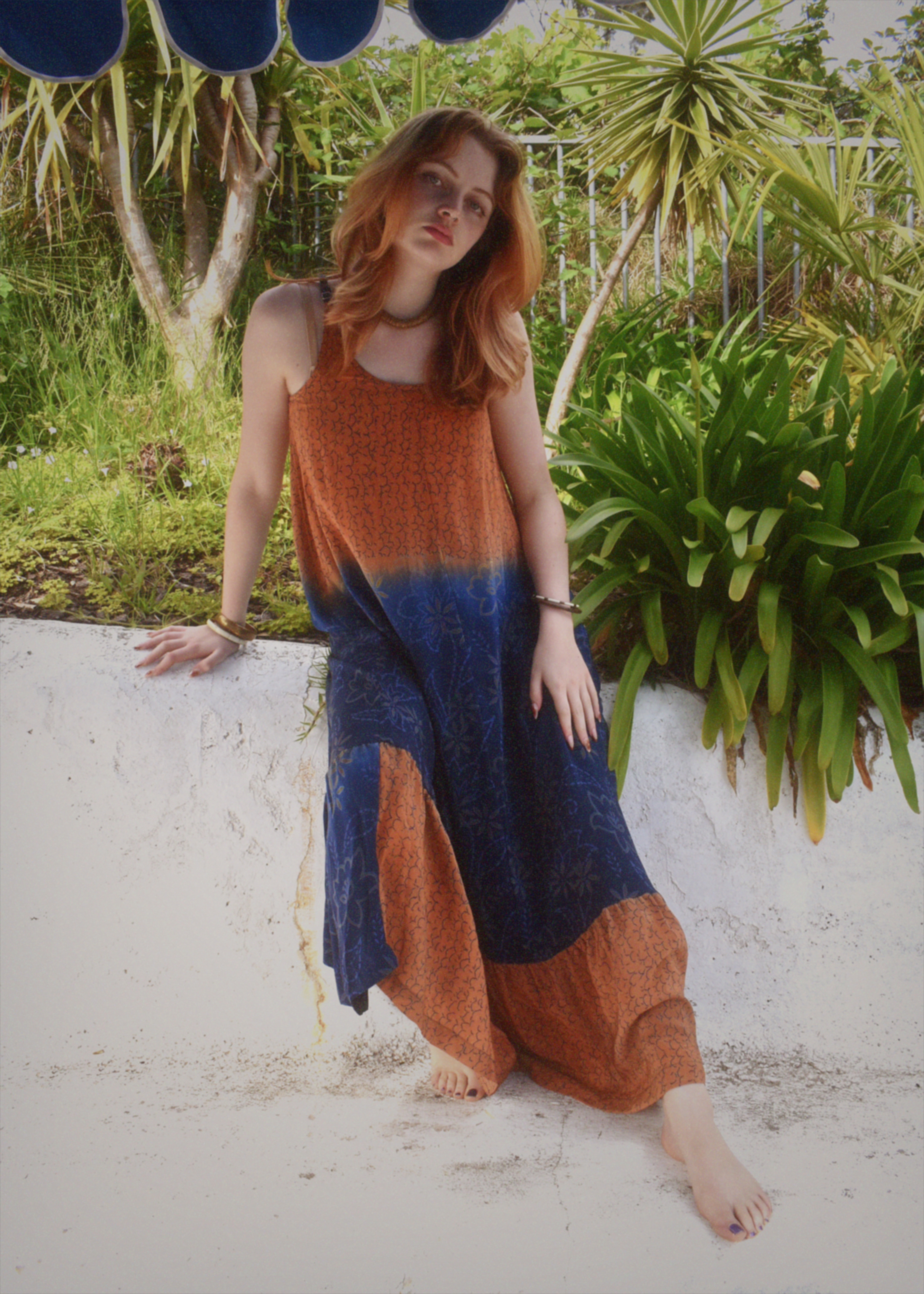 Eustoma Silk Crepe Swing Maxi Dress ~  Blossom S