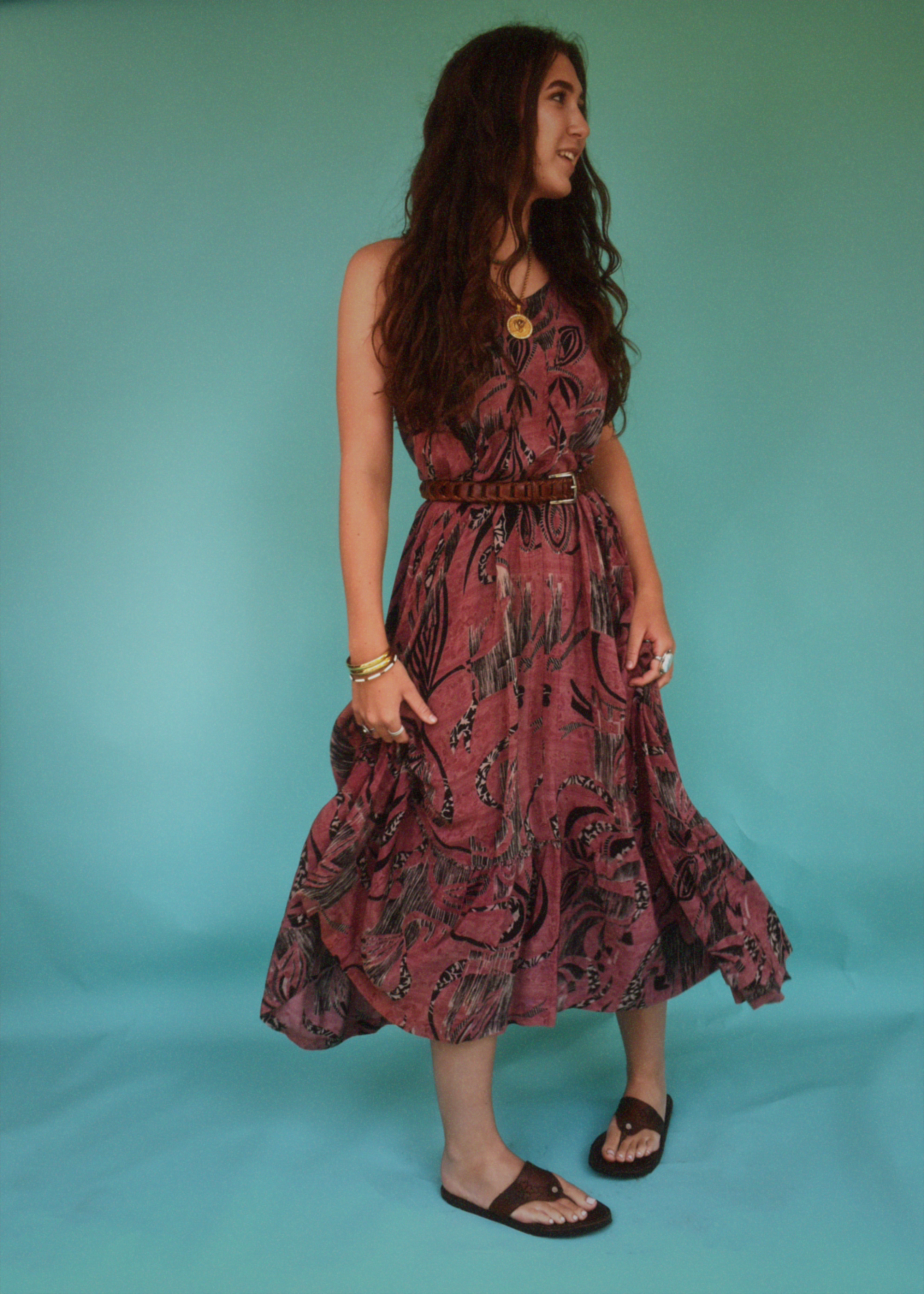 Eustoma Silk Crepe Swing Maxi Dress ~ Urban XL