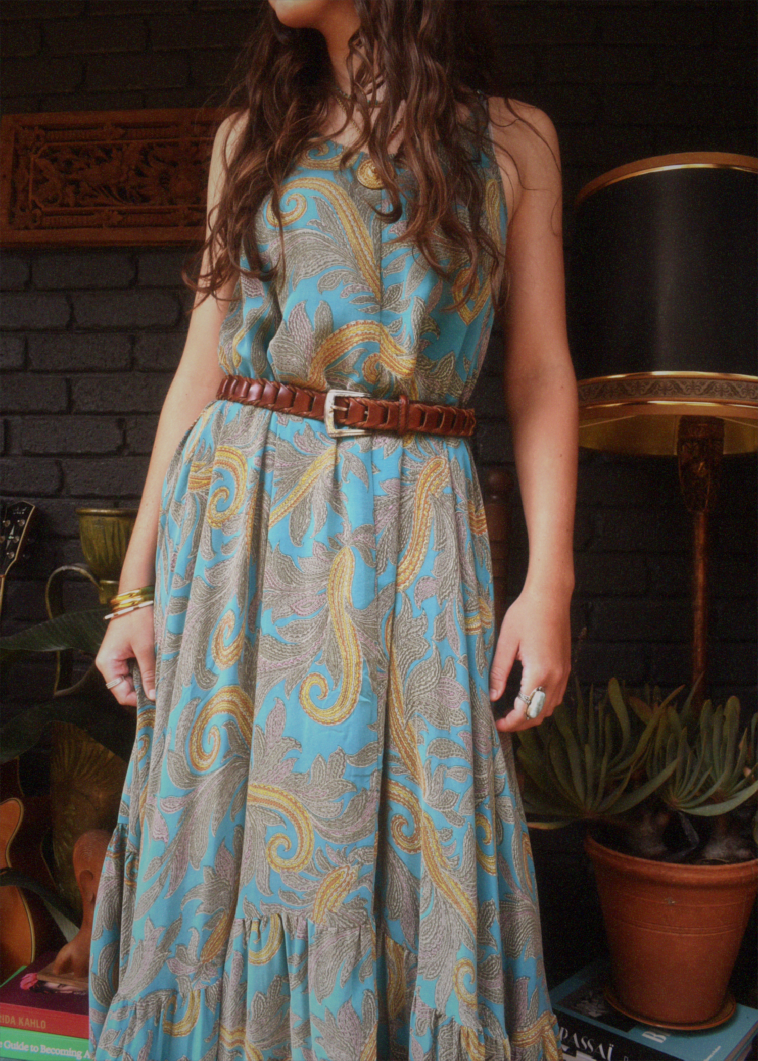 Eustoma Silk Crepe Swing Maxi Dress ~ Danube XL